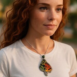 Fairy Wings Genuine Butterfly Moth Pendant Necklace Sterling Silver Chain